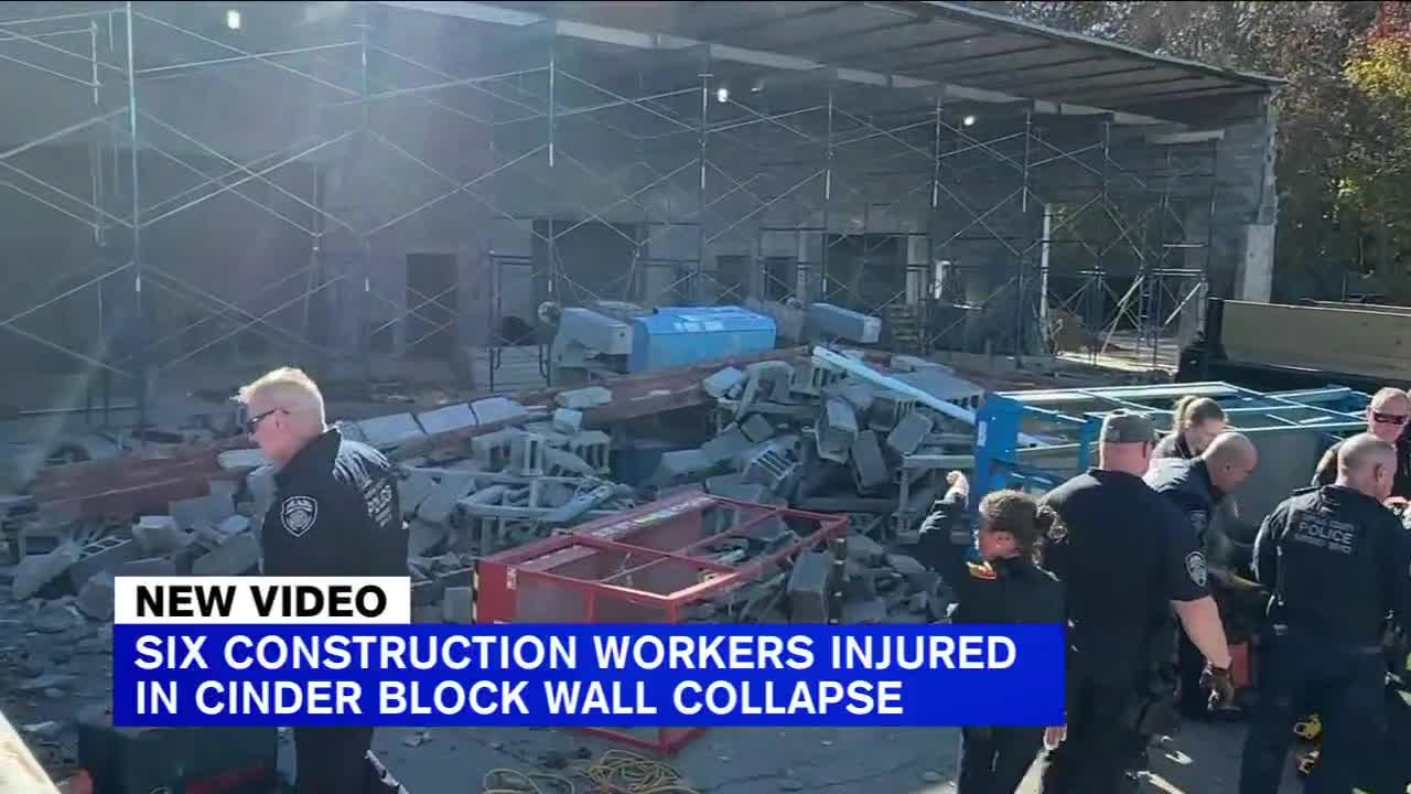 Six construction workers injured in cinder block wall collapse on Long Island