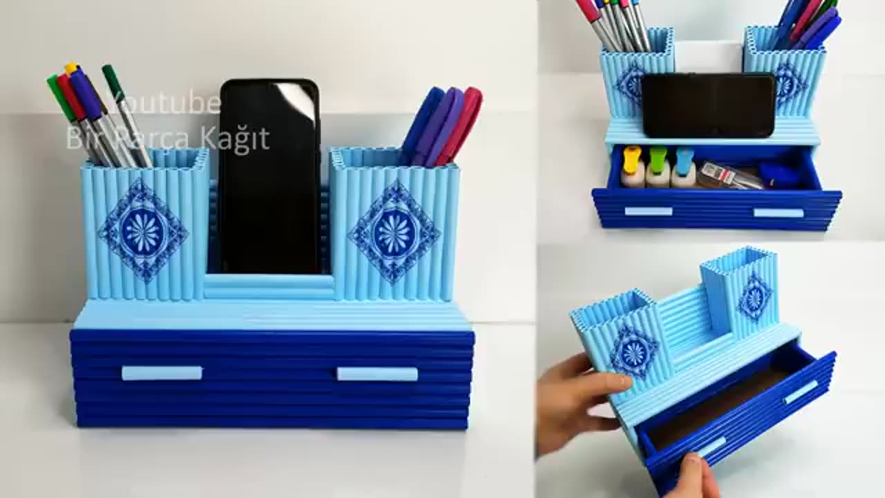 DIY - Making Desktop Organizer with Waste Paper | Pen Holder Organizer | Paper Crafts