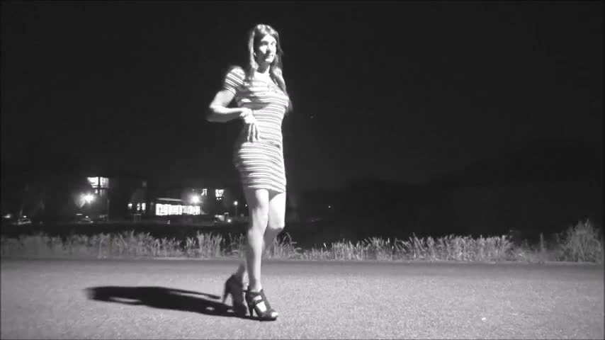 Crossdresser Walking About At Night