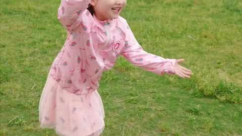 cute baby dance beautifully and have fun outdoor travel