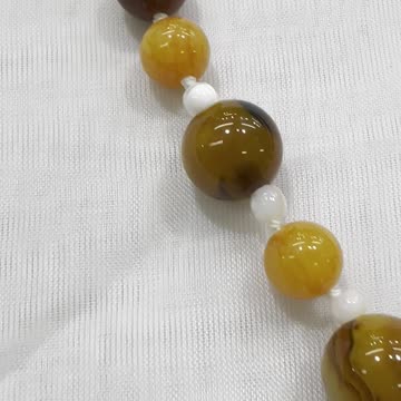 Handmade + Knotting Unique 20” Statement Necklace with Flower Pendant, Goldstone