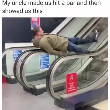 Drunk on escalator