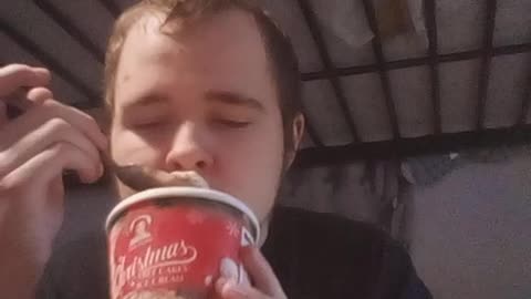 trying little Debbie Christmas cake ice cream