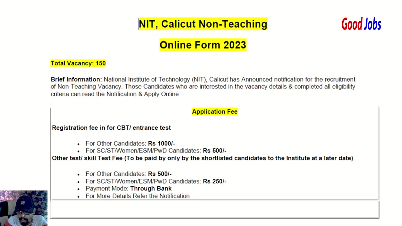 NIT, Calicut Non-Teaching Post 150