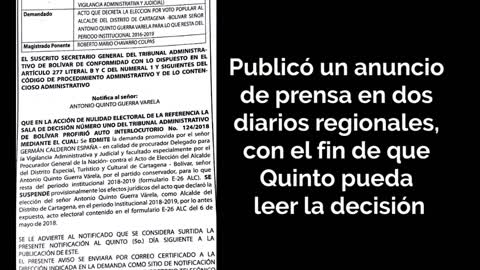 Quinto Guerra fue notificado por anuncio de prensa de su suspensión