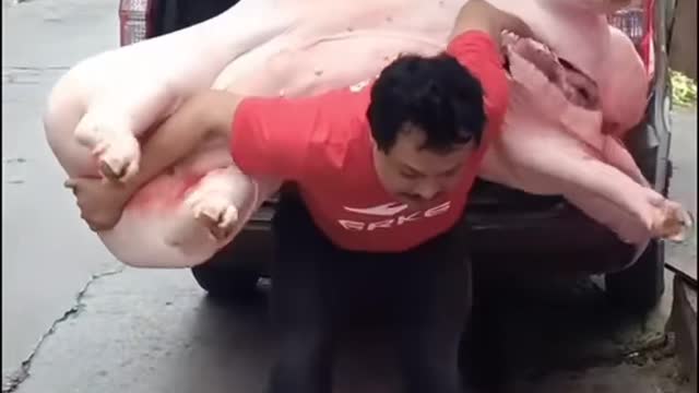 Butcher and the big pig
