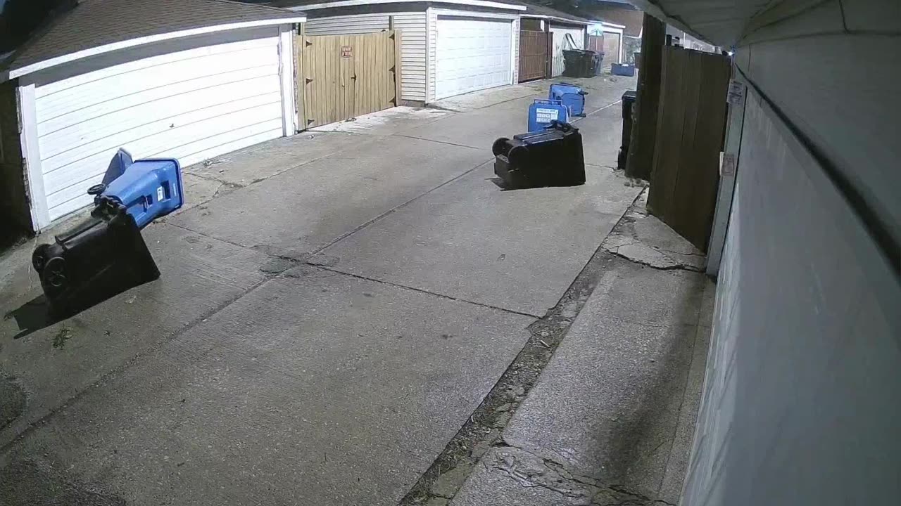 Chicago Storm Blows Garbage Cans Away