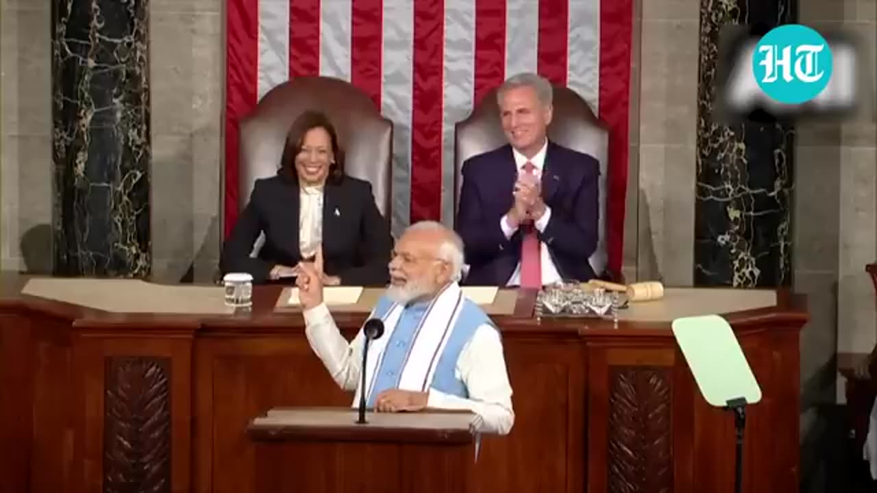 Kamala Harris Bursts into Laughter after PM Modi's this Comment at U.S. Congress | Watch