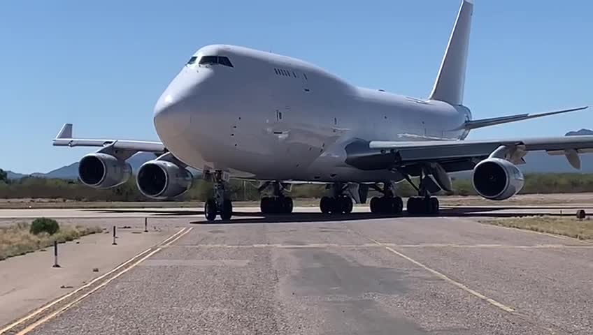 Airplane on taxi way after landing