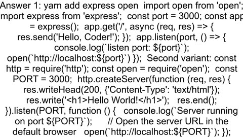 nodejs code to open a page in browser with localhost URL