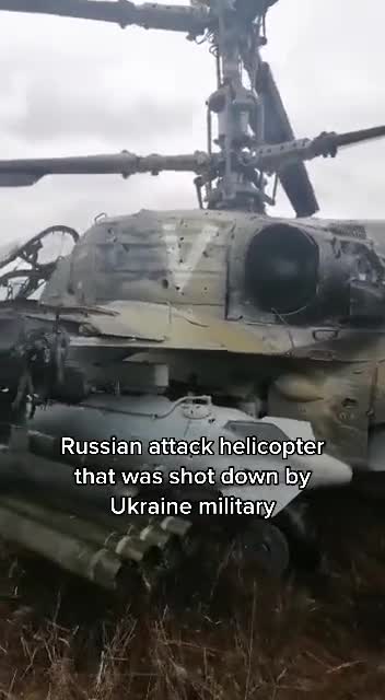 Russian helicopter shot down by Ukrainian military.