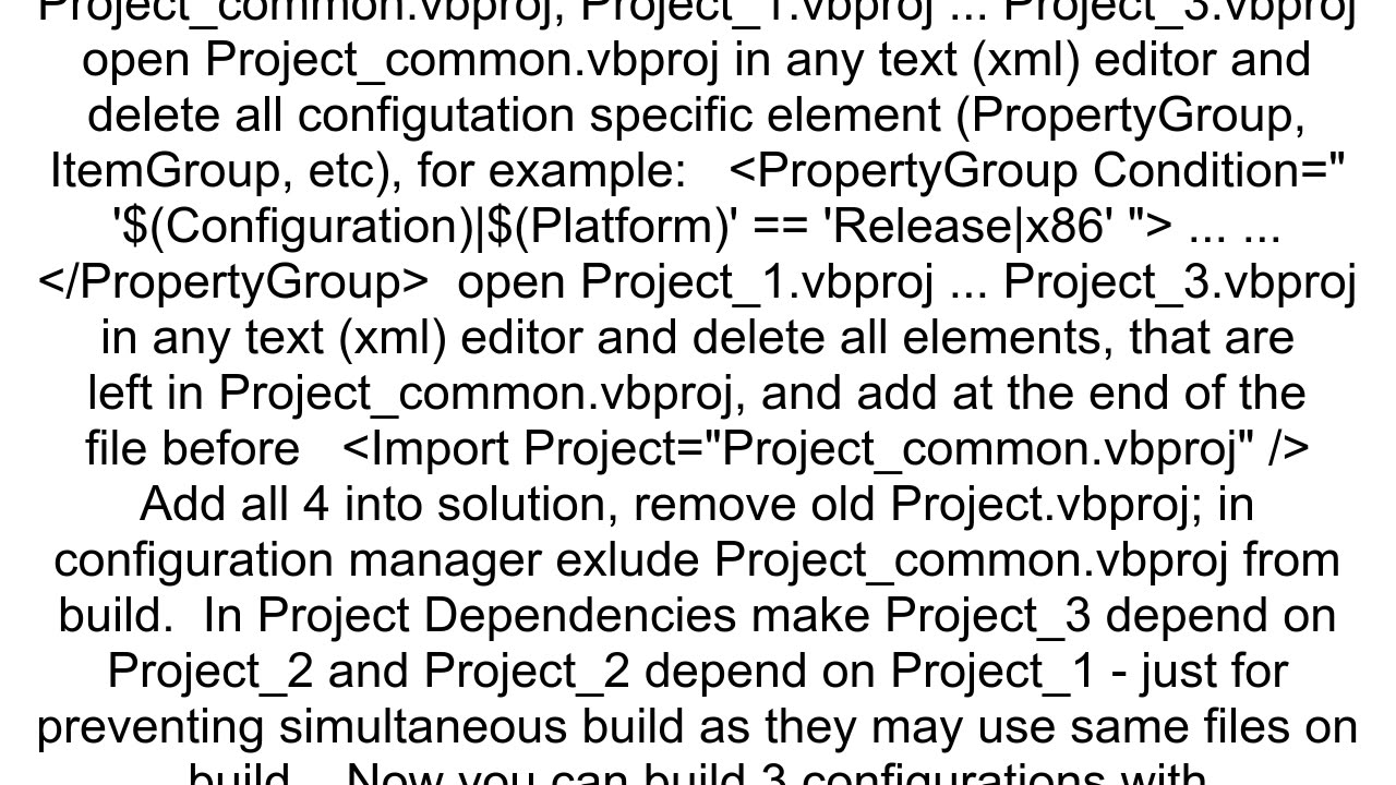 How to use batch build for a VBNET project in Visual Studio 2008