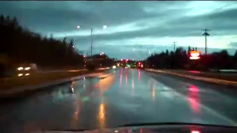 Driving in the rain in Fairbanks Alaska