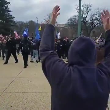 Police appear to allow protestors through perimeter fencing on J6