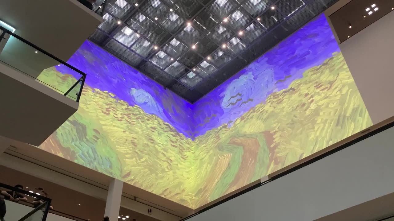 Animation on the wall at the Van Gogh Museum in Amsterdam