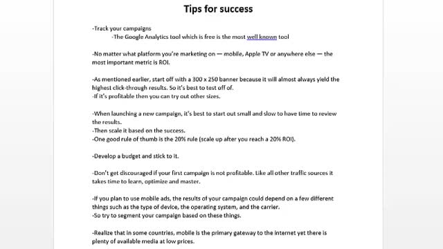 Tips for Success