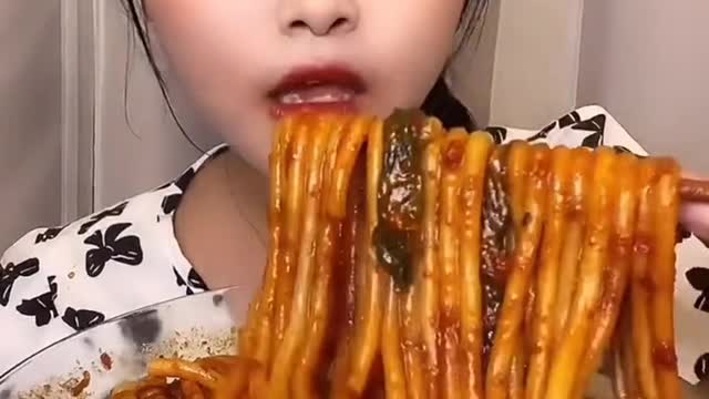 [ASMR]Hot🌶stir fried ramen noodle Mie 麺 mukbang 마라 #볶음면 #Chinese food eating show #13