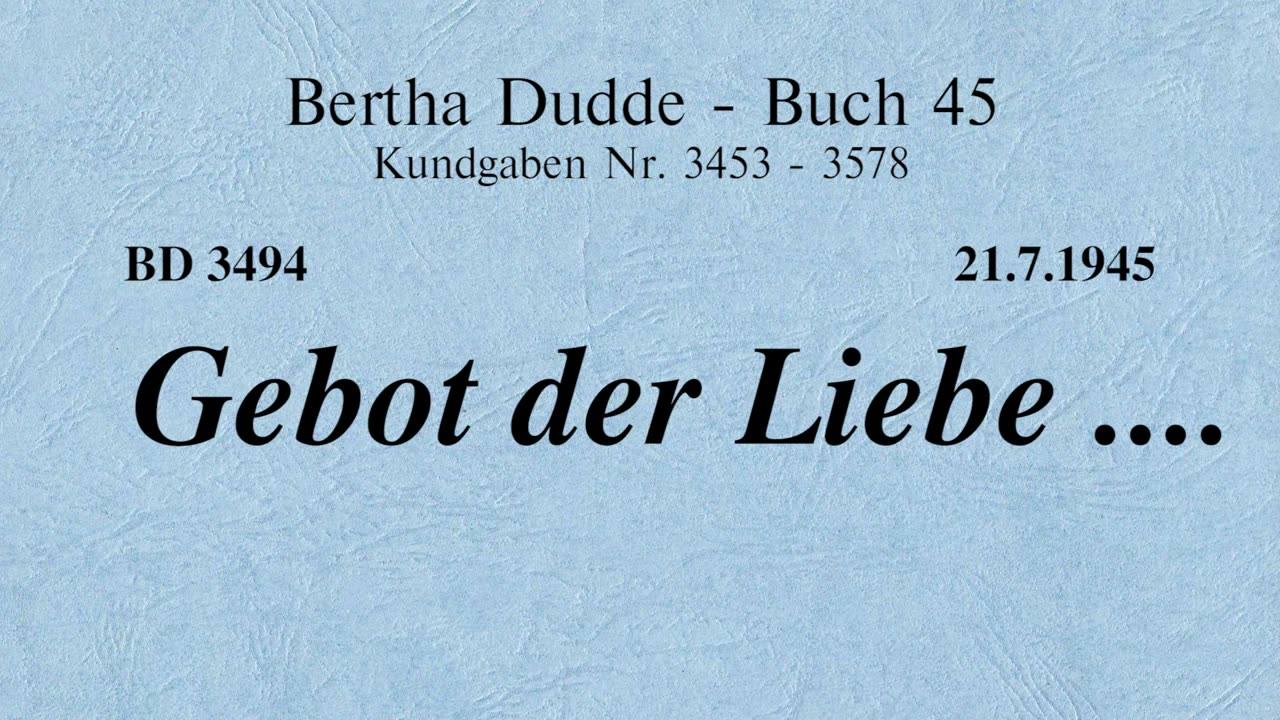 BD 3494 - GEBOT DER LIEBE ....