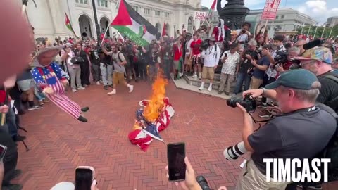 🚨People are currently burning the American flag in our nation’s capitol