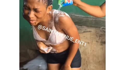 Girls bathes half naked with alcoholic drink and detergent in public😨😨