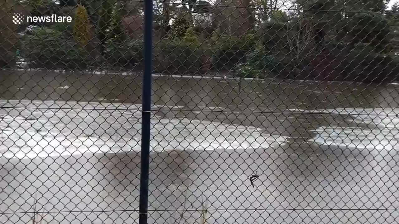 Didsbury flood waters freeze as sub-zero temperatures replace Storm Christophs torrential rains