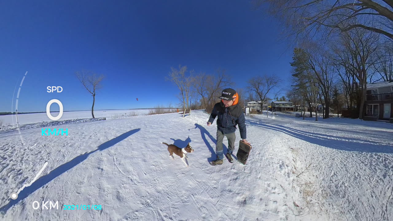 Onewheeling with Bean in the Snow