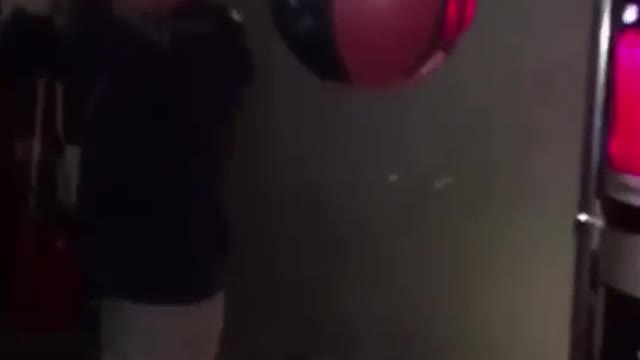 Guy tries to punch boxing game and misses game registers a score of one