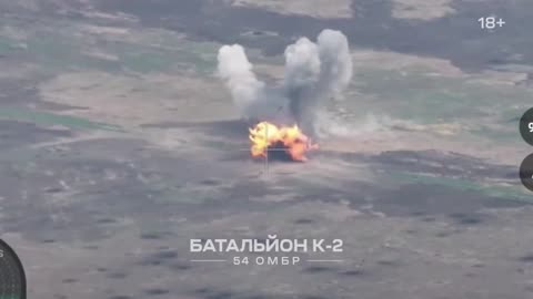 Russian APC Detonates After Hitting a Mine