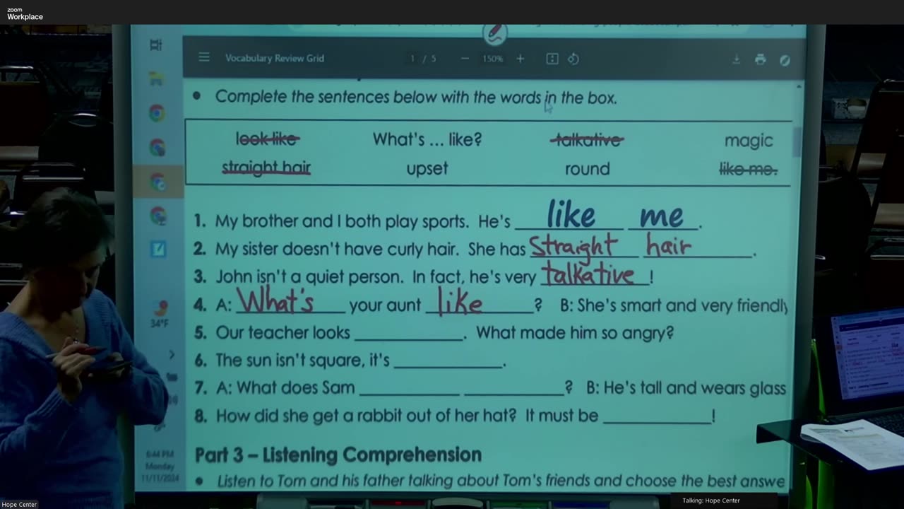 11-11-24 Regular verb and Listening Verbo regular y escucha