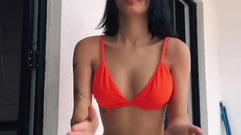 The 6st video of sexy girl dancing and showing titty +18 tiktok kwai