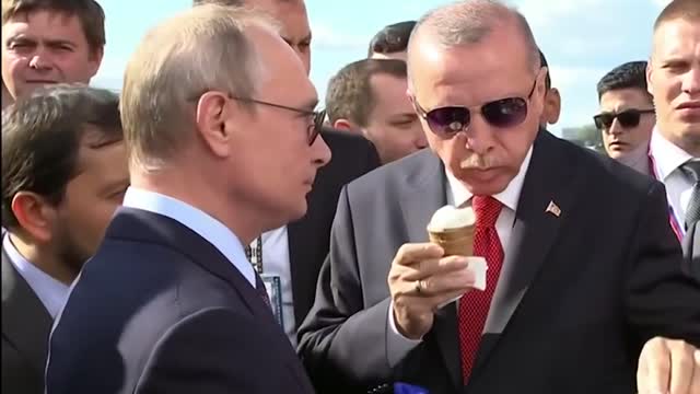 Putin buys Erdogan ice cream, shows off new Su-57 fighter jet during visit to Russia