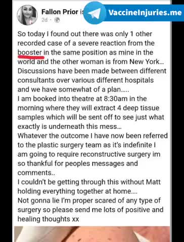 This lady's booster injection site is quickly eating her arm away. Huge black hole injury. 🇺🇸Join Us