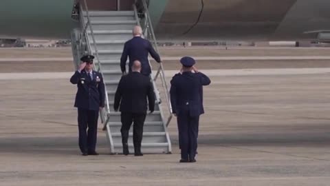 Secret Service Stands At Base Of Stairs Just In Case Biden Trips