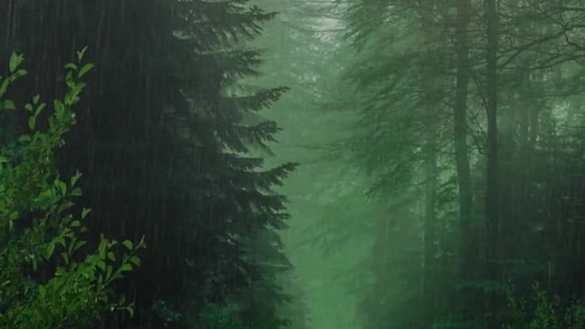 Find a clean place and listen to the rain in the forest.