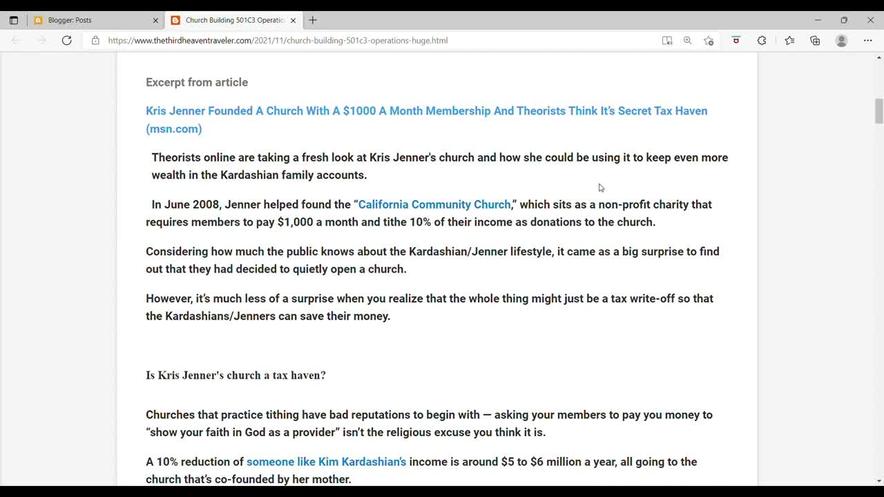 Church Building 501C3 Operations HUGE SCAM - 10 % Tithe