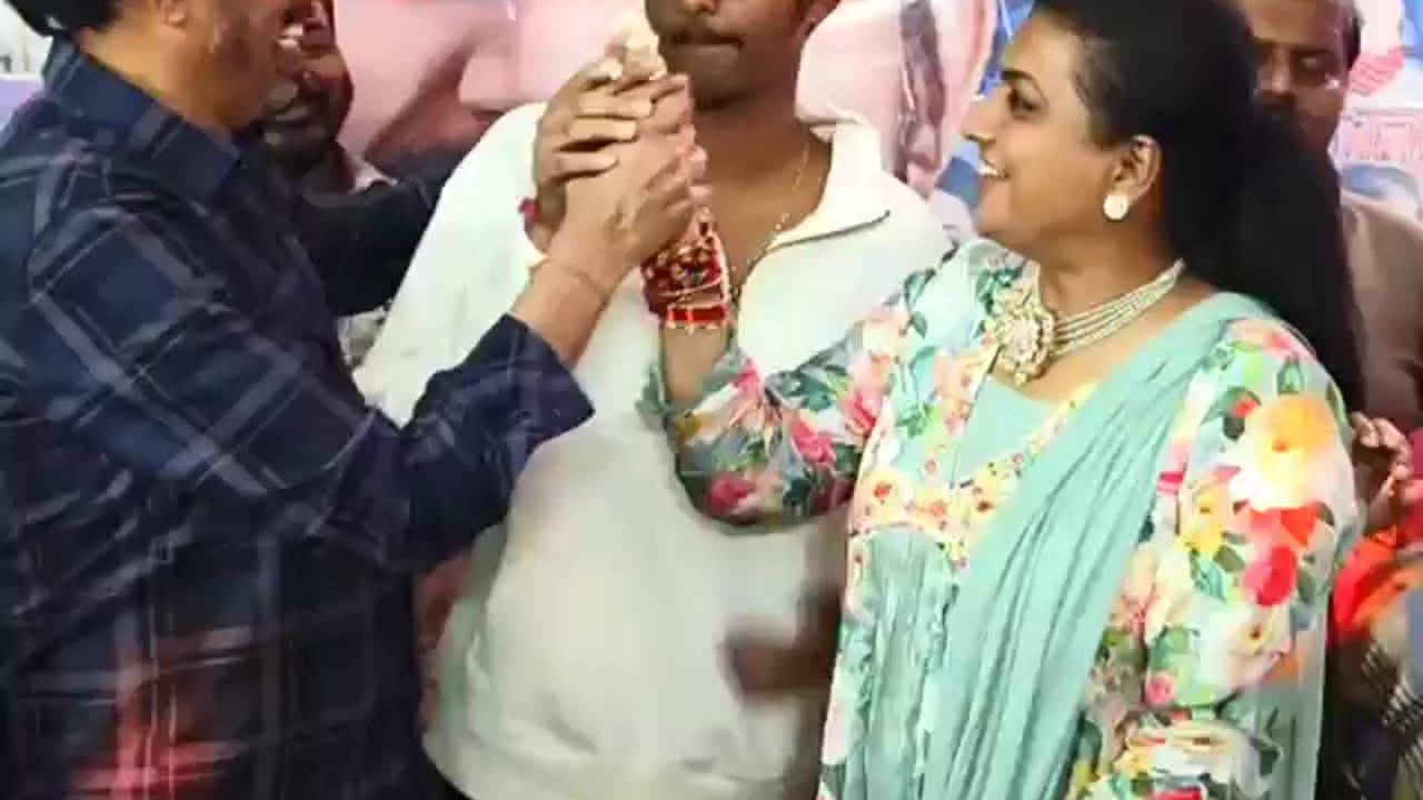 MLA Roja Celebrating Son Birthday with Husband and Daughter