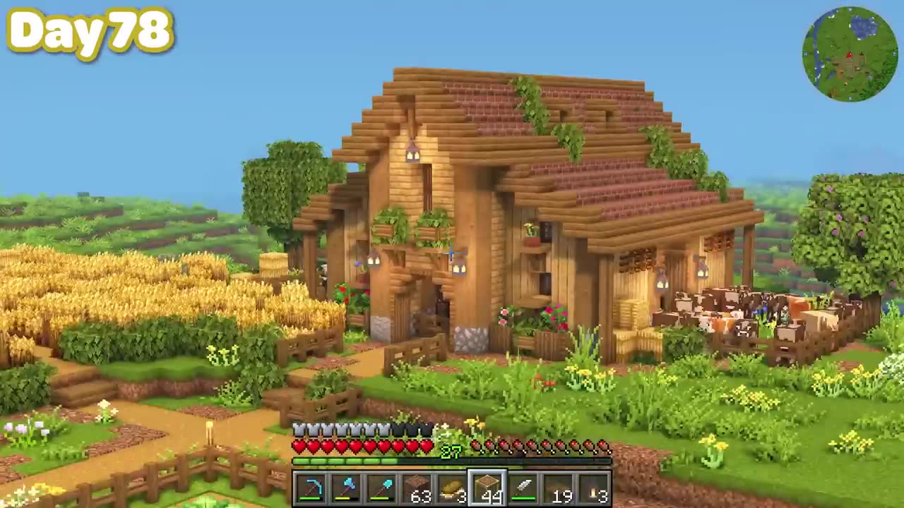 I spent a hundred days building the ultimate cozy farm in Minecraft