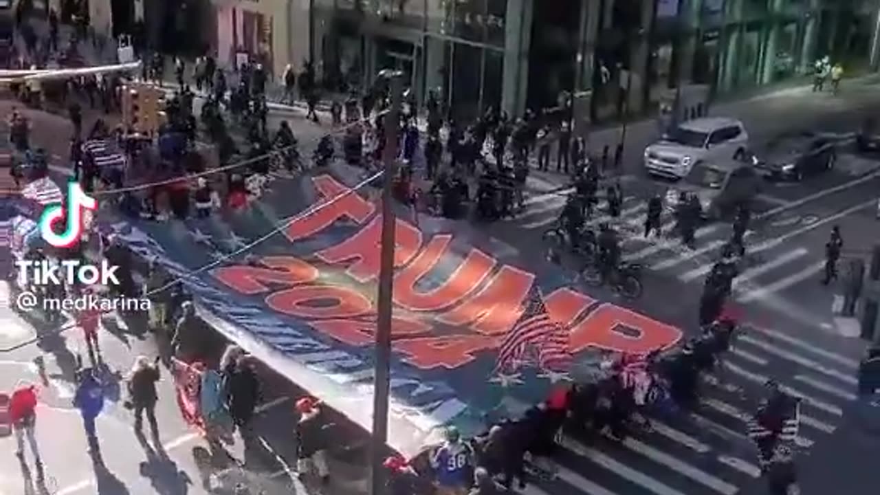 New York residents march in support of President Trump.