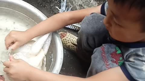 The little boy suffered