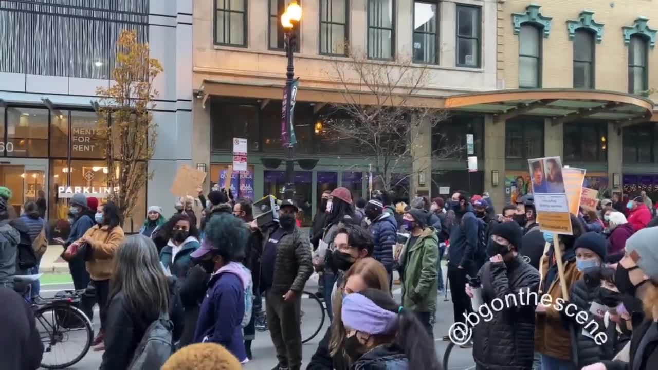 Chicago: Rittenhouse protesters chant "The Only Solution is Communist Revolution." Nov. 20, 2021