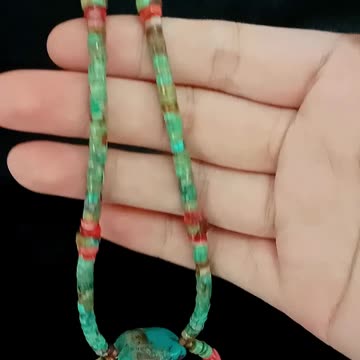 Turquoise faceted garnet orange spiny oyster handmade jewelry necklace pendant choker 02