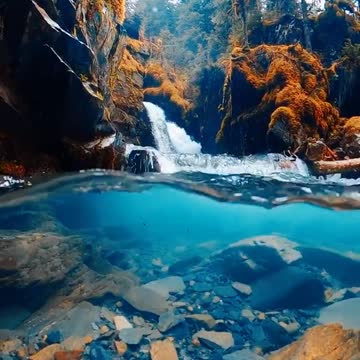 Beautiful waterfall and clear water