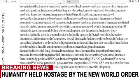 Pfizer's List of Adverse Events of Special Interest (Vaccine Side Effects)