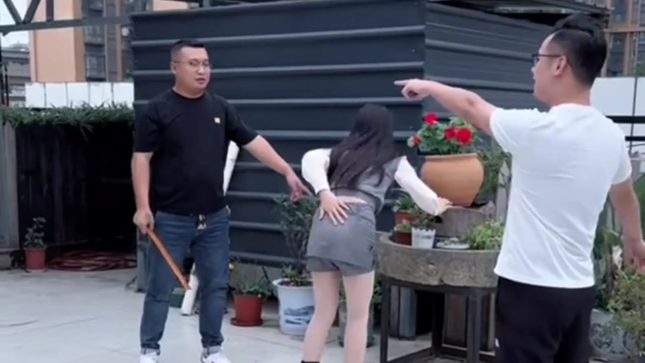 The beauty wears a black widow suit to challenge one versus two! ! Spanking Funny Challenge!