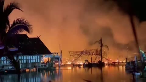 Thailand floating market in flames video