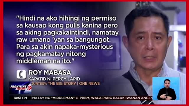 Middleman sa pagpatay kayPercy Lapid, patay na