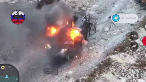 Drone Operators Burnt Another AFU Kozak Armored Vehicle in Belogorovka