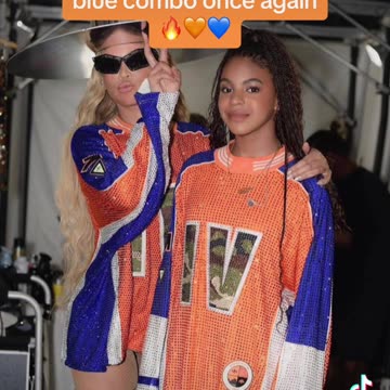 Beyoncé & Blue Ivy rocking that orange & blue color combo once again 🧡💙🔥 #beyonce #blueivy