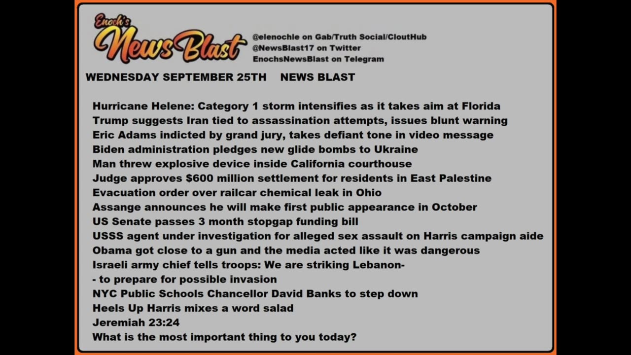 Wednesday, September 25, 2024 News Blast