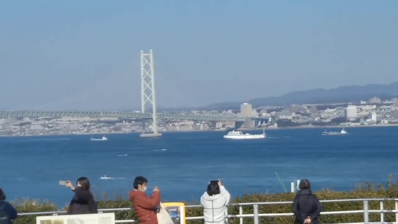 淡路島からの神戸の街並みと明石海峡大橋Japanese landscape ＃40